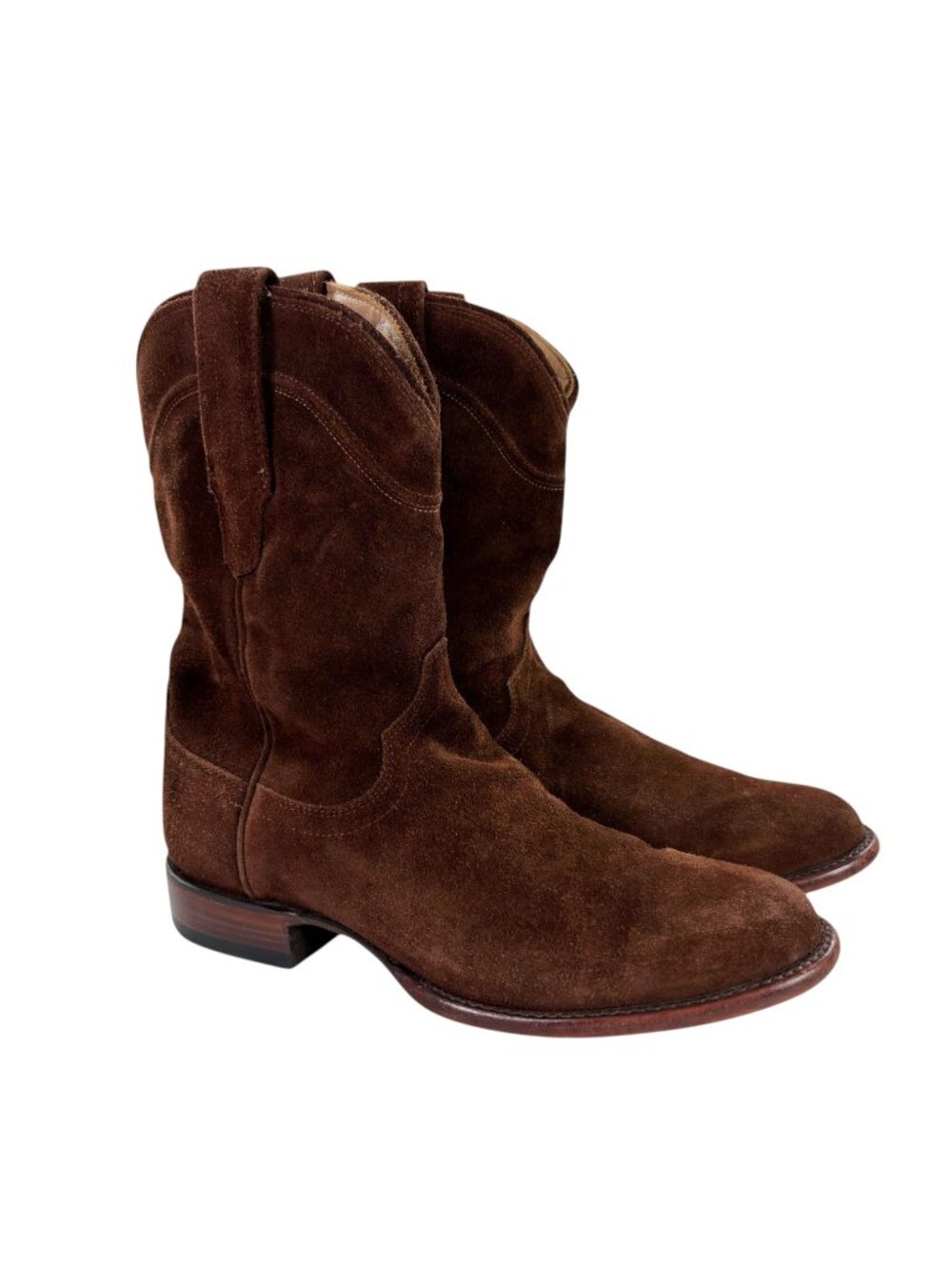 TECOVAS Shane Mocha Suede Mens Boots 7 D Cowboy Western Ranch Pull On Ropers